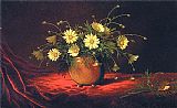 Yellow Canvas Paintings - Yellow Daisies in a Bowl